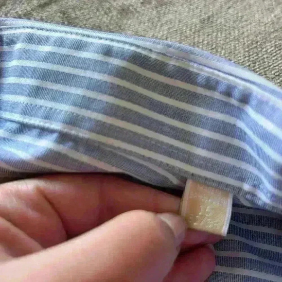 Michael Kors Blue & White Striped Long Sleeve Collar Button Up Shirt - Picture 3 of 7